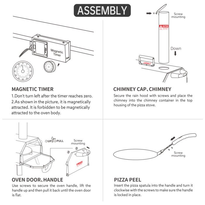 Black 12" Portable Wood Fired Outdoor Pizza Oven for Hard Wood and Pellet - Image 6