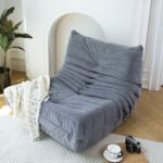 Floor Bean Bag Sofa with Memory Foam, Gray - Image 2