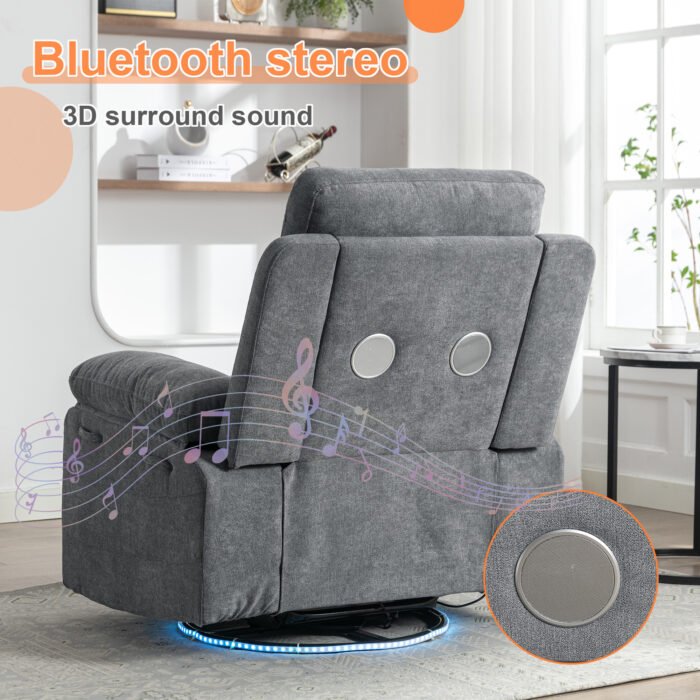 270 degree rotating electric recliner with speaker, LED light and USB+C charging port - Image 24