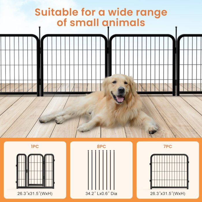 Outdoor 8-pieces dog fence board, Black - Image 4