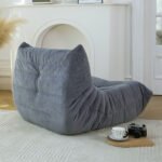 Floor Bean Bag Sofa with Memory Foam, Gray - Image 3