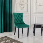 Tufted Solid Wood Contemporary Velvet Upholstered Dining Chairs (2-Pcs Set) Green - Image 7