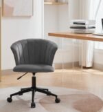 Home Office Velvet Fabric Chair with Swivel Flower Shape - Image 3