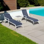 3-piece outdoor lounge chair set with 5 adjustable backrests and sturdy steel frame