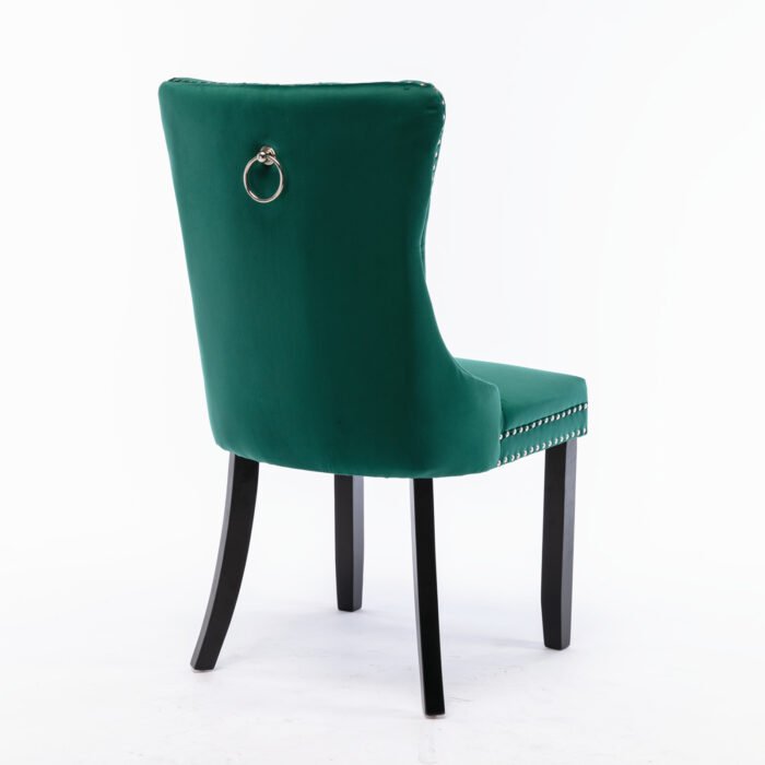 Tufted Solid Wood Contemporary Velvet Upholstered Dining Chairs (2-Pcs Set) Green - Image 13
