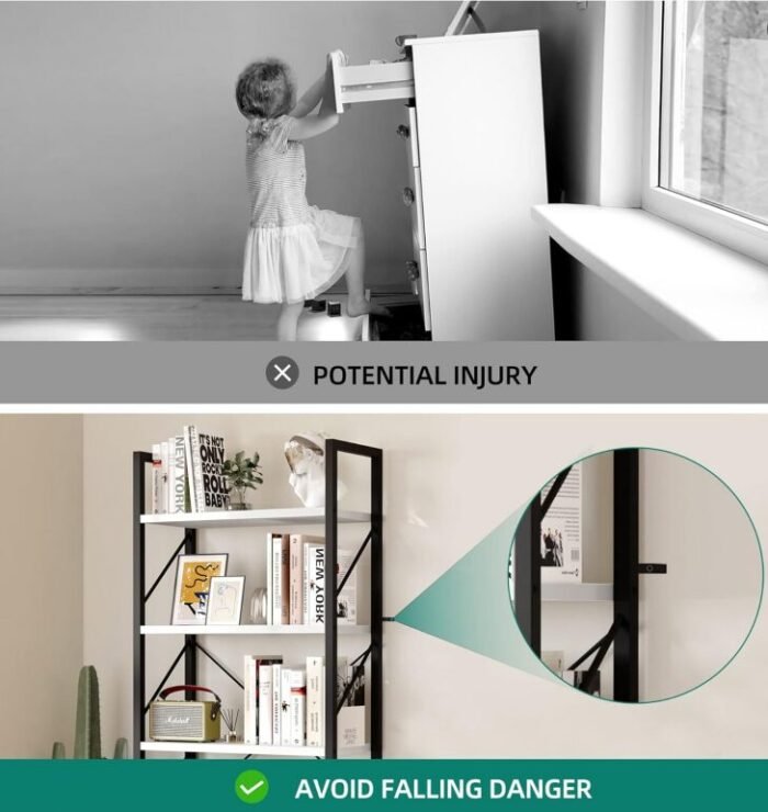 5-Tier Freestanding White Bookshelf with Minimalist Open Display, White - Image 2