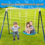 Kids Metal Swing Set for Backyard Outdoor Playground with Two Functional Swings - Image 2