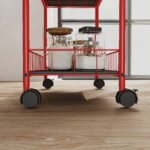 Red 6-story ultra-thin rolling storage cart with wheels and metal wire storage rack - Image 4