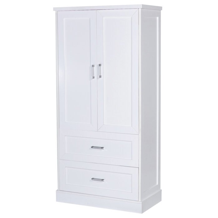 Tall Bathroom Storage Cabinet with Two Doors and Drawers and Adjustable Shelf - Image 8