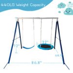 Kids Metal Swing Set for Backyard Outdoor Playground with Two Functional Swings - Image 4