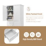 Tall and Wide Storage Cabinet with Doors for Bathroom/Office, Three Drawers, White - Image 6