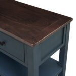 Retro Design Console Table with Two Open Shelves (Navy) - Image 16