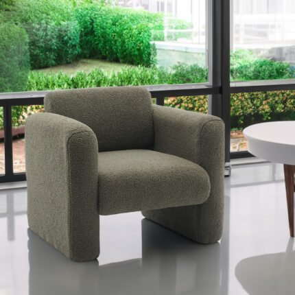 Modern style comfortable armchair with sheepskin Sherpa fabric with backrest and pillow