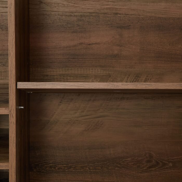 Faux Rattan Barn Door Wine Cabinet with Wine Glass Rack and Double Door Design - Image 15