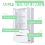 Tall Bathroom Storage Cabinet with Two Doors and Drawers and Adjustable Shelf - Image 18