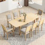 TOPMAX expandable dining table 9 pieces set with detachable leaves and 6 armless chairs and 2 armchairs - Image 17