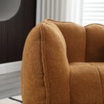 Soft Bean Bag Chair with High Resilient Foam with Footstool, Brown - Image 8