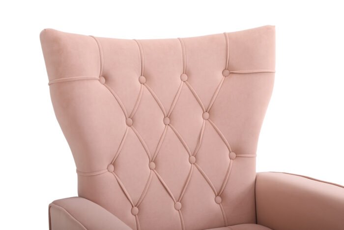 Modern Comfy Accent Chair with Ottoman for Living Room, Pink - Image 17
