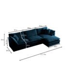 Free Combination Comfy Upholstery Modular Oversized L Shaped Sectional Sofa With Reversible Ottoman, Blue Chenille - Image 4