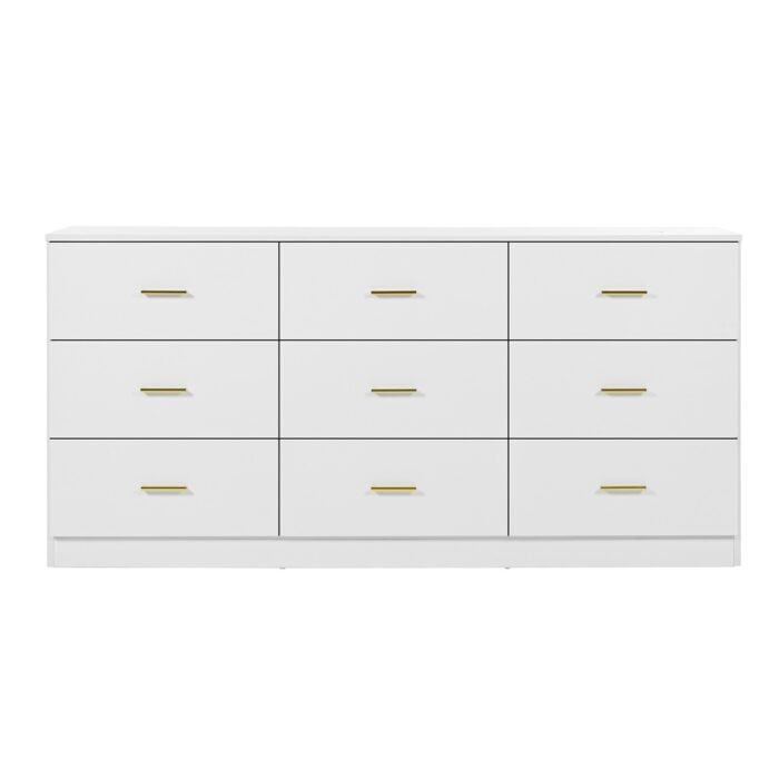 Modern White 9-Drawer Dresser for Bedroom Ample Storage - Image 3