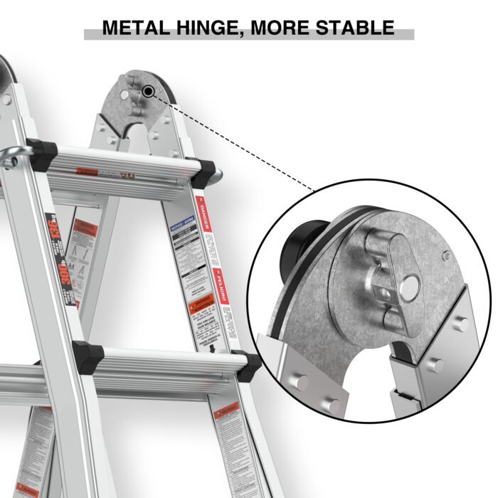 Aluminum Multi-Position Ladder with Wheels, 300 lbs Weight, 22 FT - Image 20