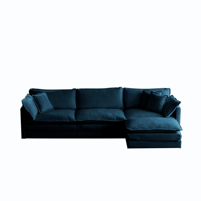 Free Combination Comfy Upholstery Modular Oversized L Shaped Sectional Sofa With Reversible Ottoman, Blue Chenille - Image 6