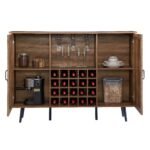 Faux Rattan Barn Door Wine Cabinet with Wine Glass Rack and Double Door Design - Image 3
