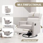 Modern Upholstered Rocker Nursery Chair Plush Glider Swivel Recliner - Image 16