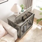 Dog Cage Crate Furniture with Sliding Barn Door Kennel with Flip-top Plate - Image 17