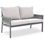 Outdoor Deep Seating Furniture Set with Tempered Glass Table with Thick Cushions, Gray - Image 13