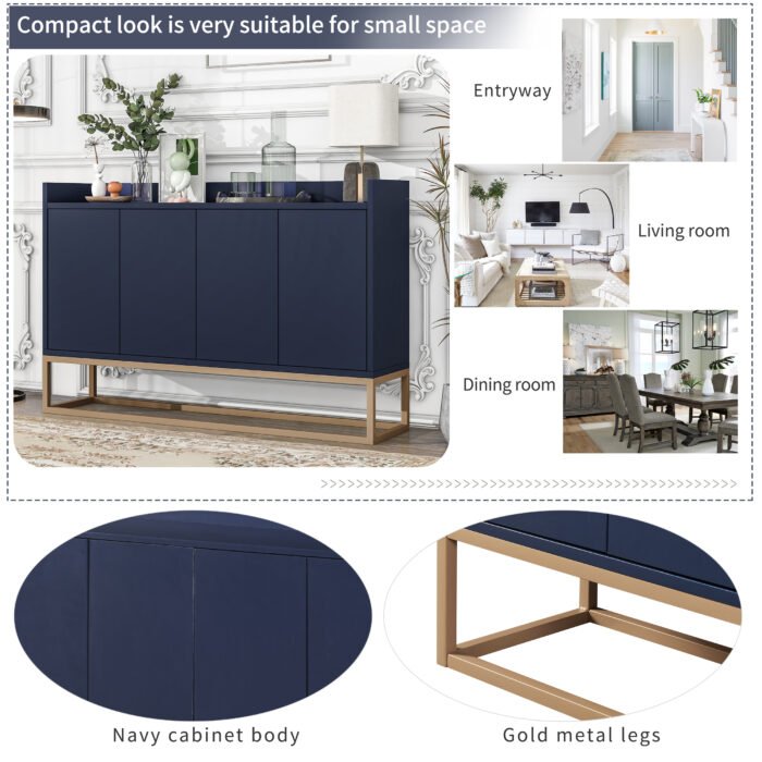 TREXM Modern Sideboard Elegant Buffet Cabinet with Large Storage (Navy) - Image 5