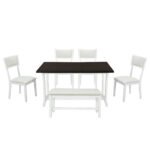 TOPMAX Farmhouse 6-Piece Trestle Dining Table Set with Upholstered Dining Chairs and Bench - Image 8