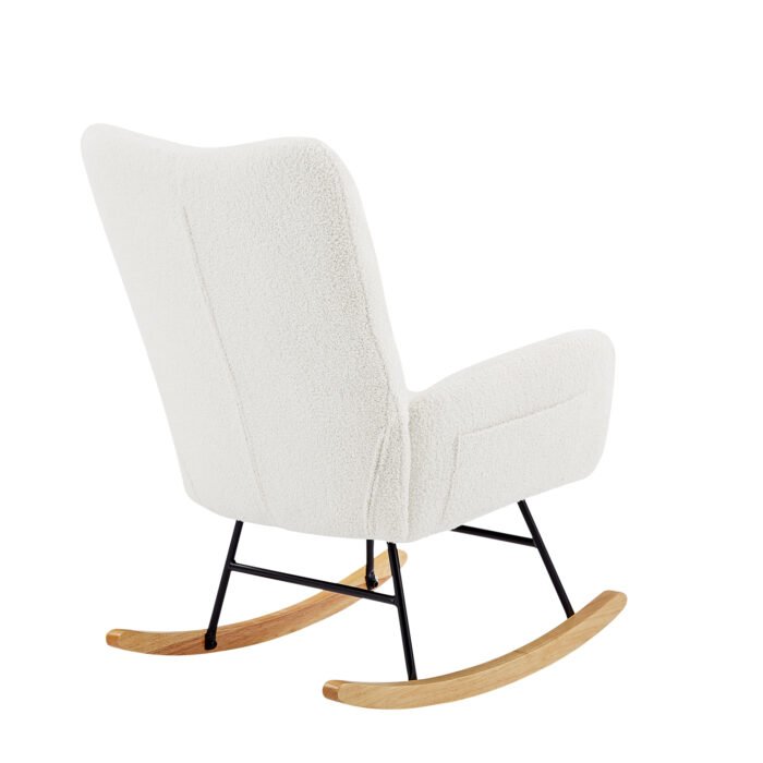 Off white teddy fabric rocking chair - Image 8