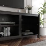 TV Stand Storage Media Console Entertainment Center with doors, Black - Image 7