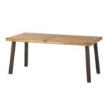 Della Acacia Wood Dining Table, Natural Stained with Rustic Metal, Brown, Grey - Image 8