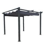 10x10 Ft Outdoor Patio Retractable Pergola With Canopy, Gray - Image 8