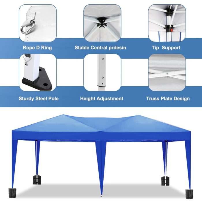 10×20 portable Folding Canopy with 6 detachable side walls with UPF 50+, Blue - Image 6