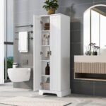 Storage Cabinet with Two Doors and Adjustable Shelf, White - Image 4