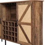 Faux Rattan Barn Door Wine Cabinet with Wine Glass Rack and Double Door Design - Image 9