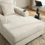 Oversized Modern Chaise Lounger with Pillows Charge Station and Cup Holders - Image 5