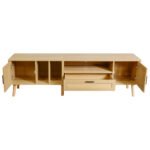 Vine TV stand with 2 cabinets and 2 open shelves with solid wood legs (up to 80 inches) - Image 8