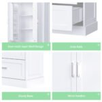 Tall Bathroom Storage Cabinet with Two Doors and Drawers and Adjustable Shelf - Image 19