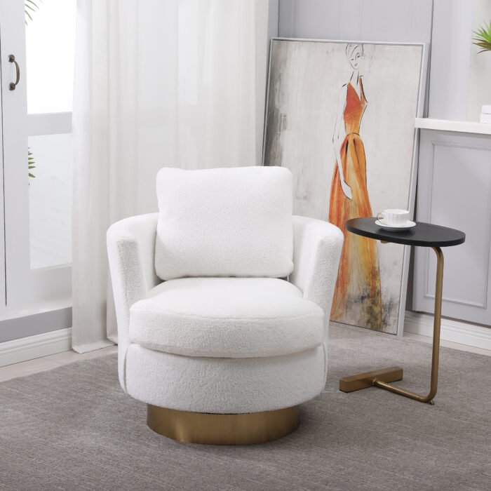 Teddy Rotating Emphasis Bucket Armchair with Gold Stainless Steel Base - Image 5
