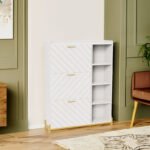 Shoe Cabinet with 3 Flip Drawers and Hidden Shoe Rack for Heels - Image 14