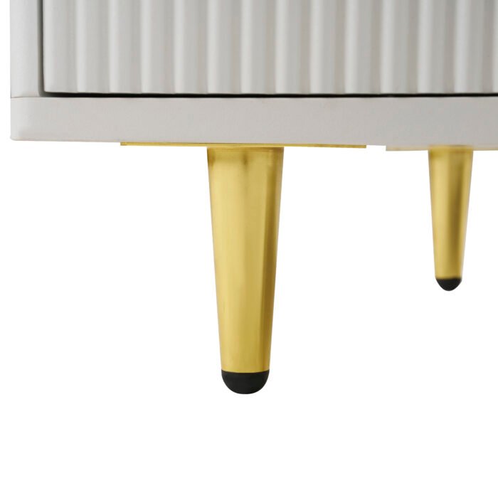 White Coffee Table with 2 Glass Door Storage and 4 Drawers and Gold Metal Legs - Image 17