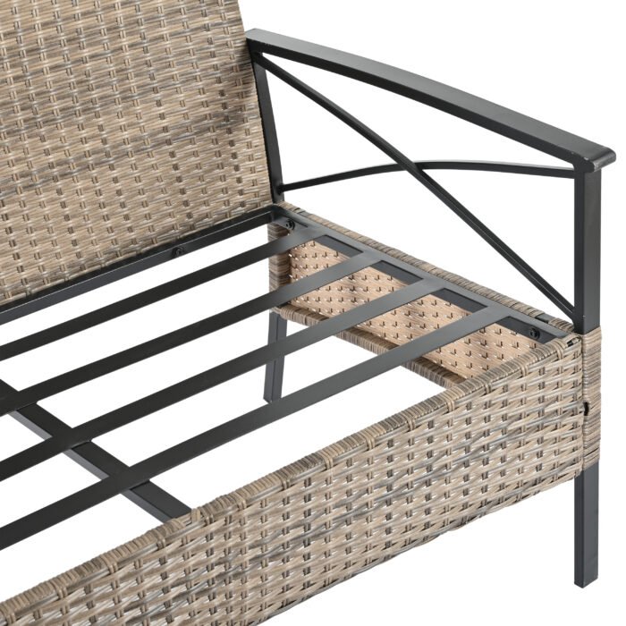 Patio Seasonal Outdoor Wicker Furniture Set with Black Metal Table - Image 16