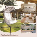 Swing Egg Wicker Rattan Frame Chair with Stand Indoor or Outdoor (350lbs Capacity) - Image 2