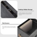 70 inch classic and traditional executive desk with metal trim and 2 file drawers and USB ports - Image 7