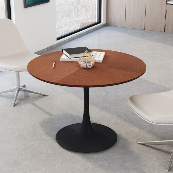 Modern Round Dining Table with Printed OAK Color Grain - Image 2
