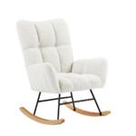 Off white teddy fabric rocking chair - Image 5
